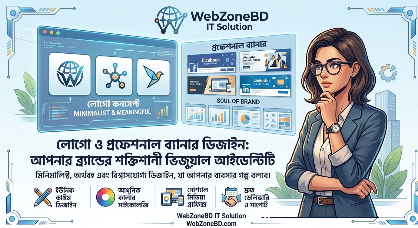 লোগো ও ব্যানার ডিজাইন: আপনার ব্র্যান্ডের শক্তিশালী ভিজ্যুয়াল আইডেন্টিটি